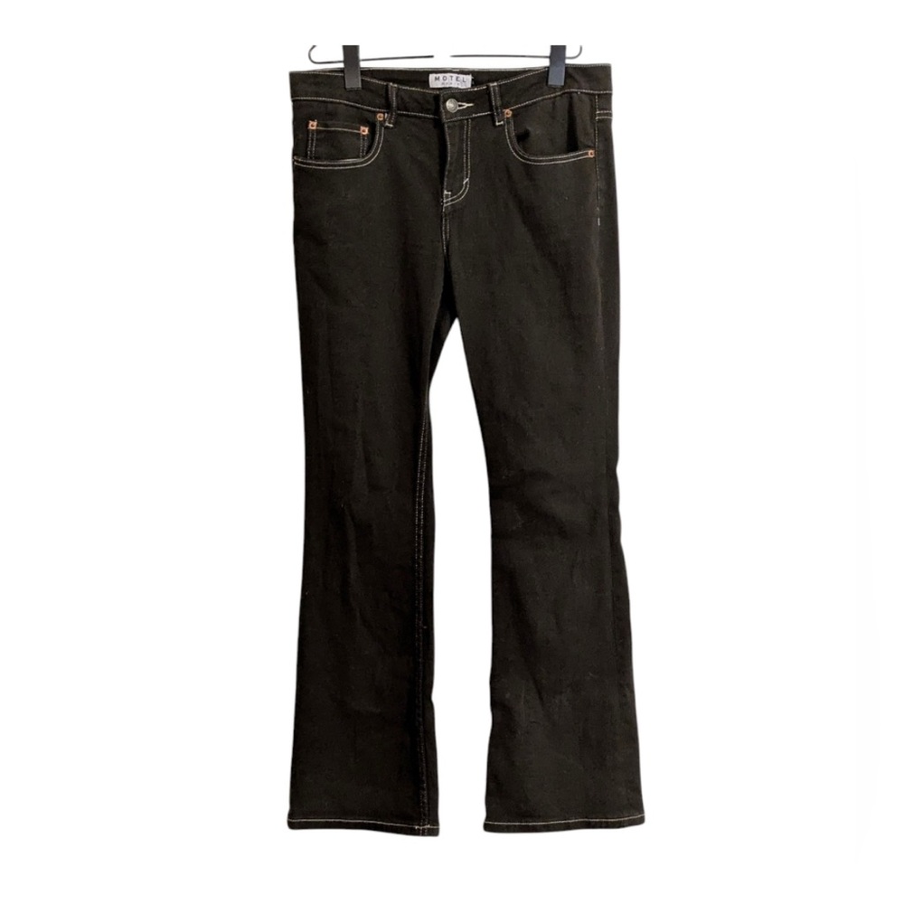 Motel Extra Wide Low Rise Jeans in Washed Black Grey